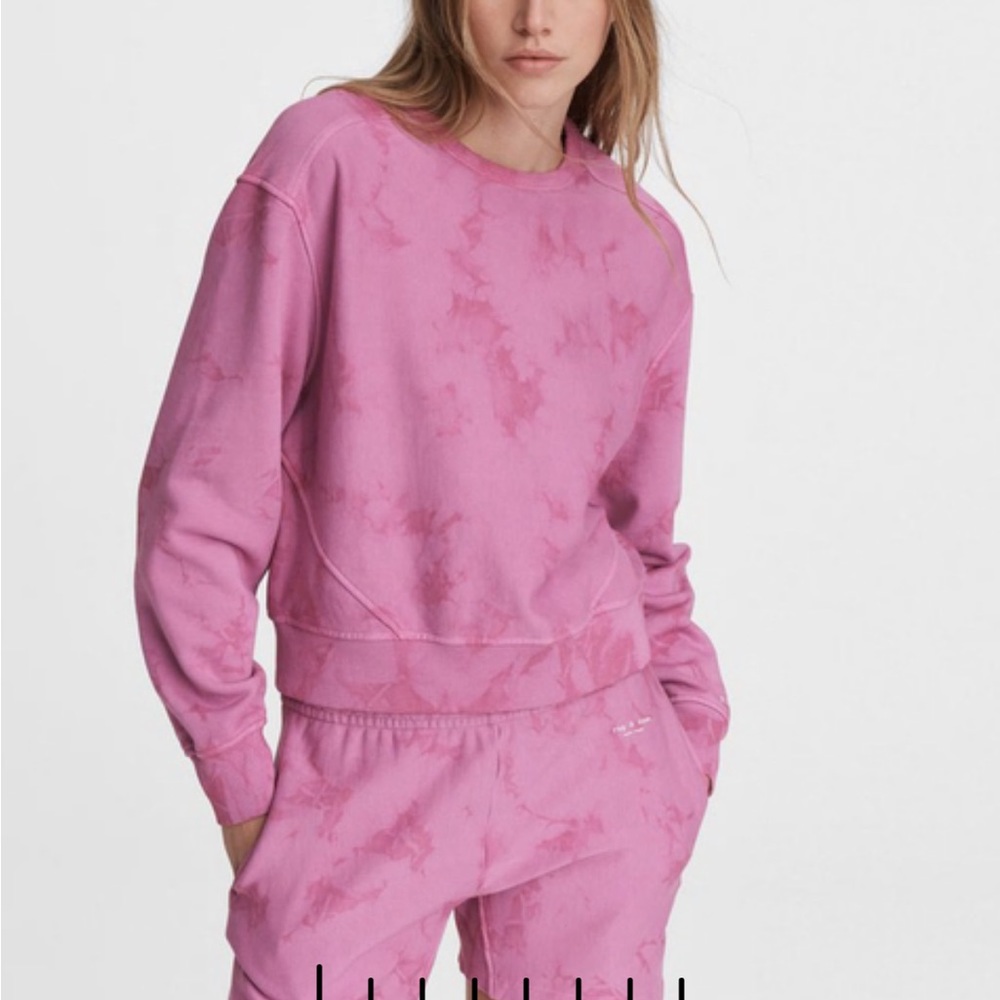 Rag and Bone City Tie Dye Terry Sweatshirt in Fuchsia XS